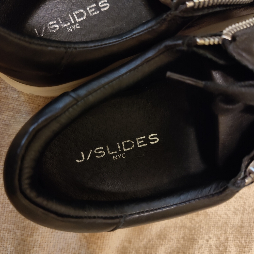 j/slides Harling Black Leather Hilton platform women's sneakers, Size 8 - Picture 14 of 16